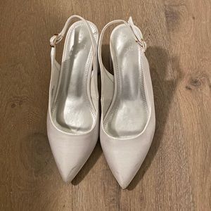 ASOS white satin heels